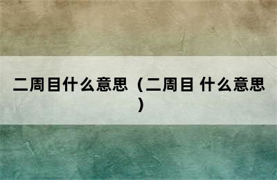 二周目什么意思（二周目 什么意思）